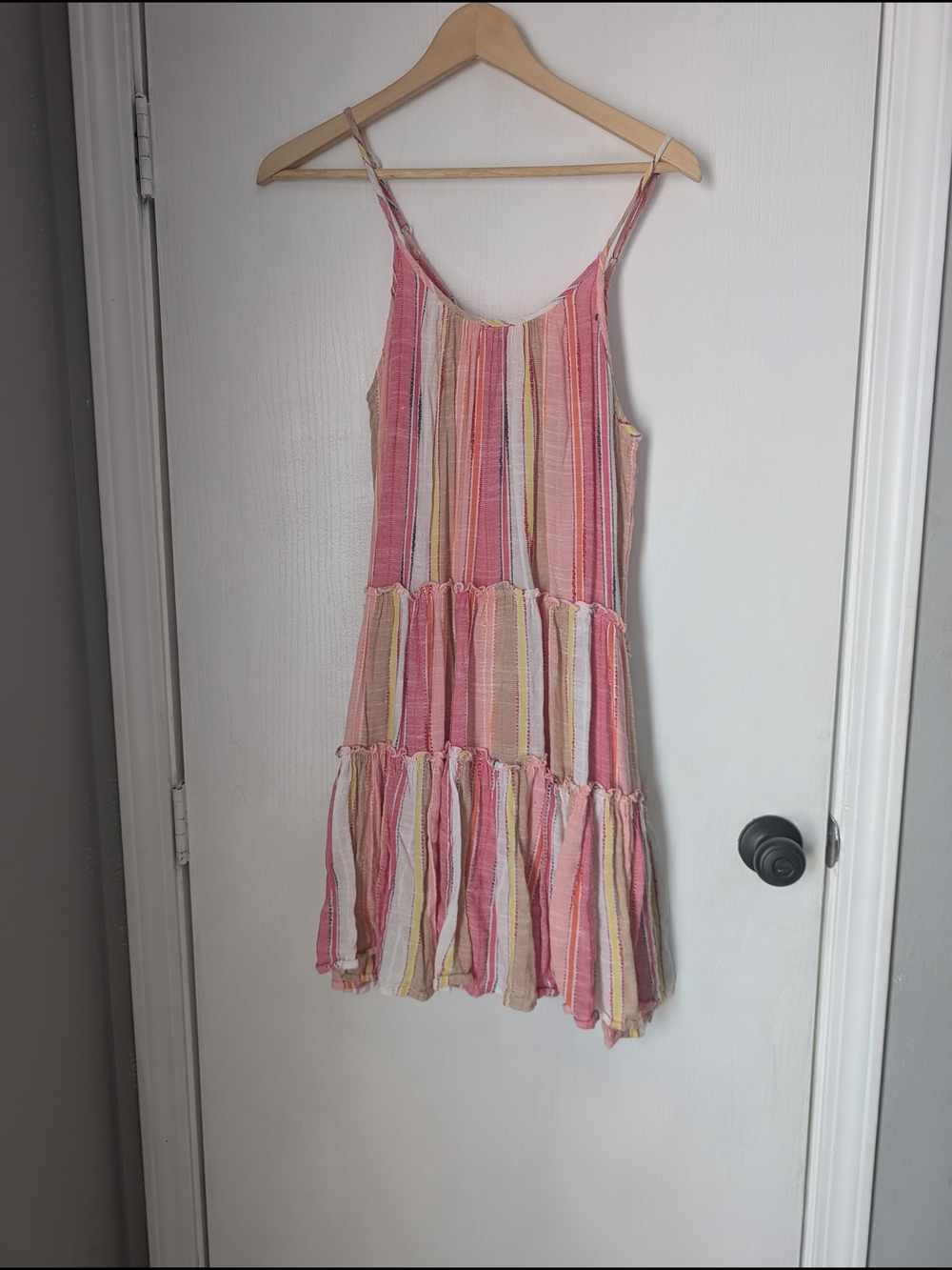The Impeccable Pig Pink Striped Tiered Sundress